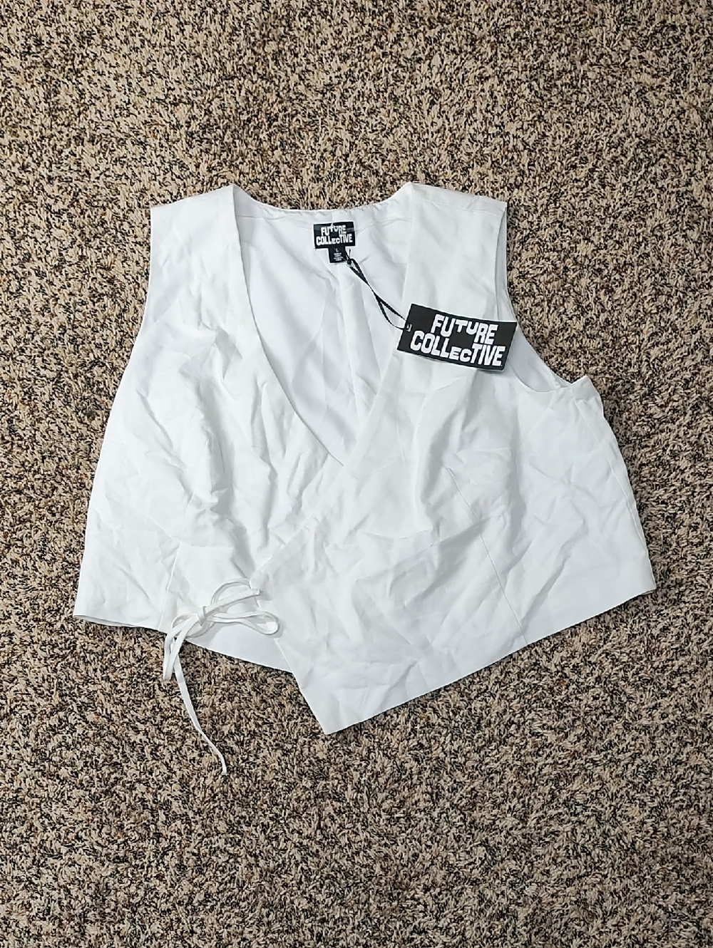 Future Collective | White V-neck Tie Vest